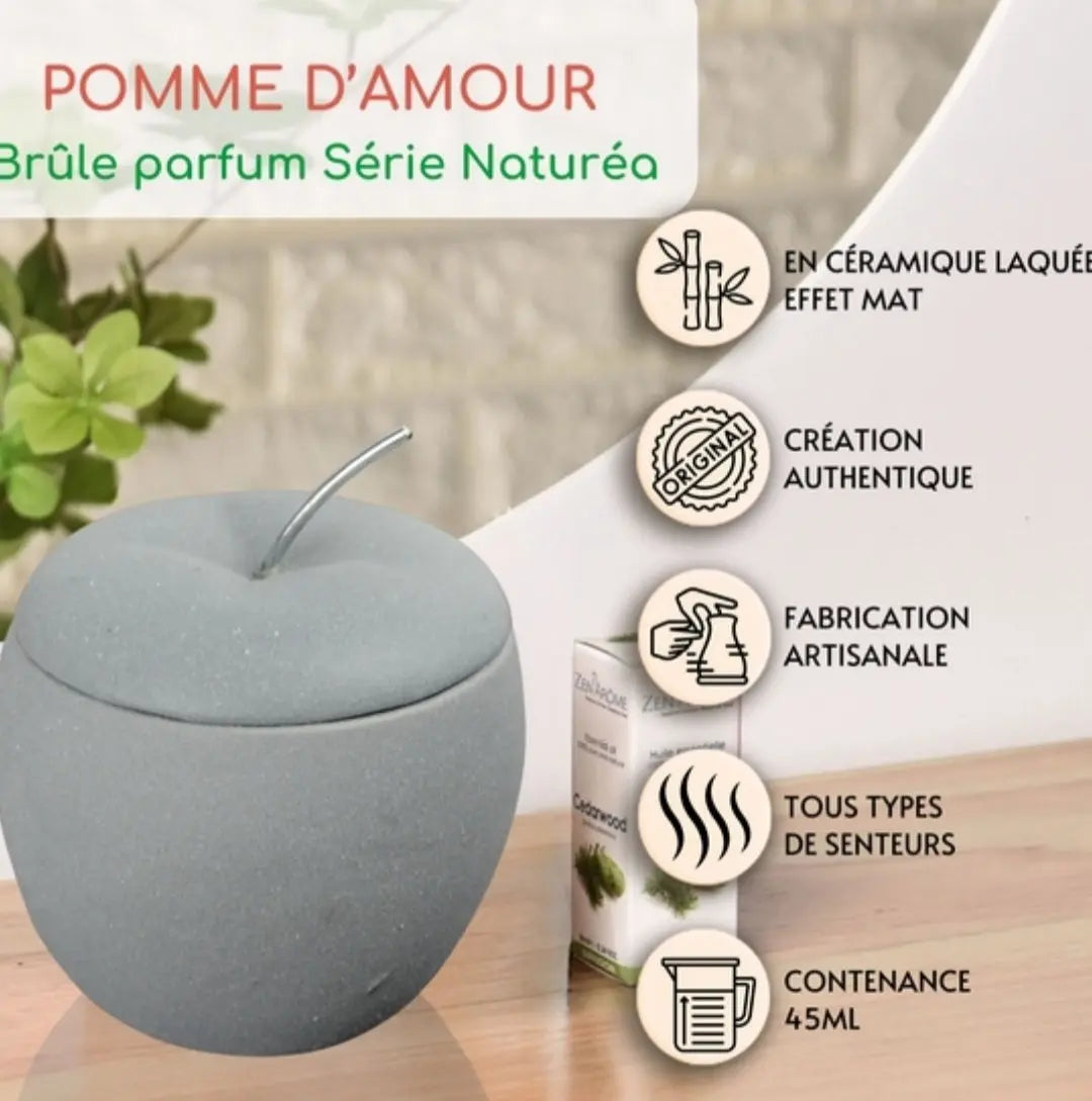 Brûle-Parfum Pomme en Céramique – Diffuseur Élégant pour Cires et Huiles Essentielles - Les Senteurs de Lilie