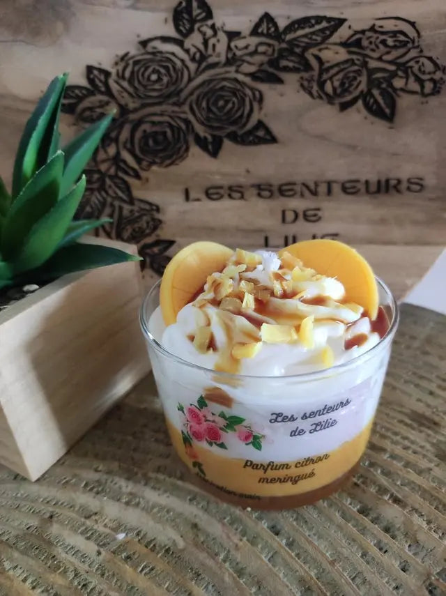 Bougie gourmande Citron Meringué-Cire Naturelle & Parfum de Grasse - Les Senteurs de Lilie