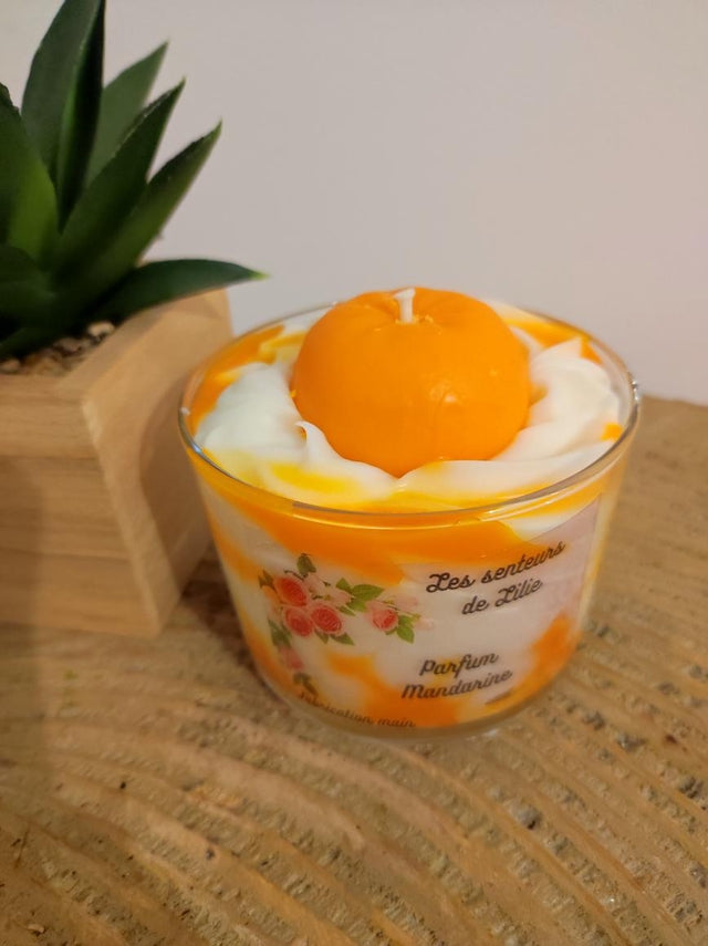 Bougie gourmande Mandarine-Cire Naturelle & Parfum de Grasse Les Senteurs de Lilie