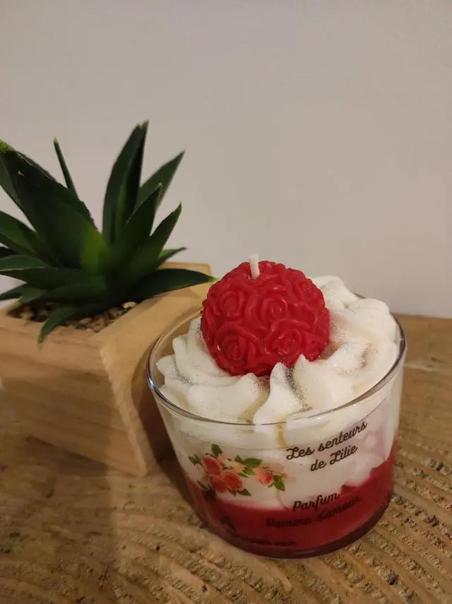 Bougie gourmande Pomme D'amour-Cire Naturelle & Parfum de Grasse - Les Senteurs de Lilie