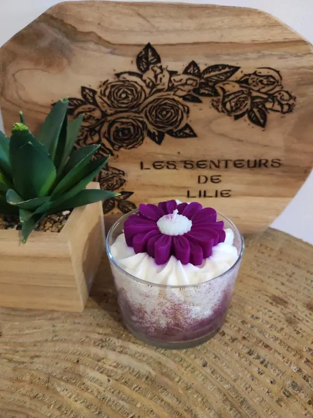 Bougie gourmande Violette-Cire Naturelle & Parfum de Grasse - Les Senteurs de Lilie