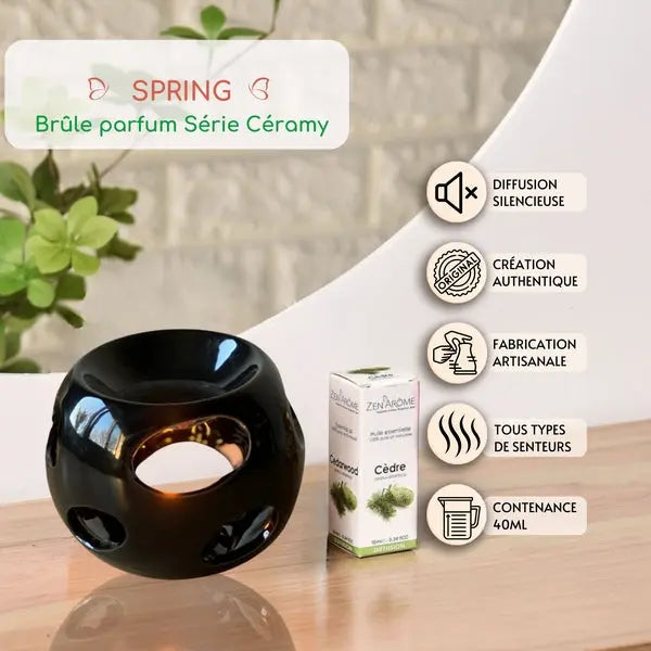 Brûle-Parfum Spring en Céramique – Diffuseur Élégant pour Cires et Huiles Essentielles - Les Senteurs de Lilie