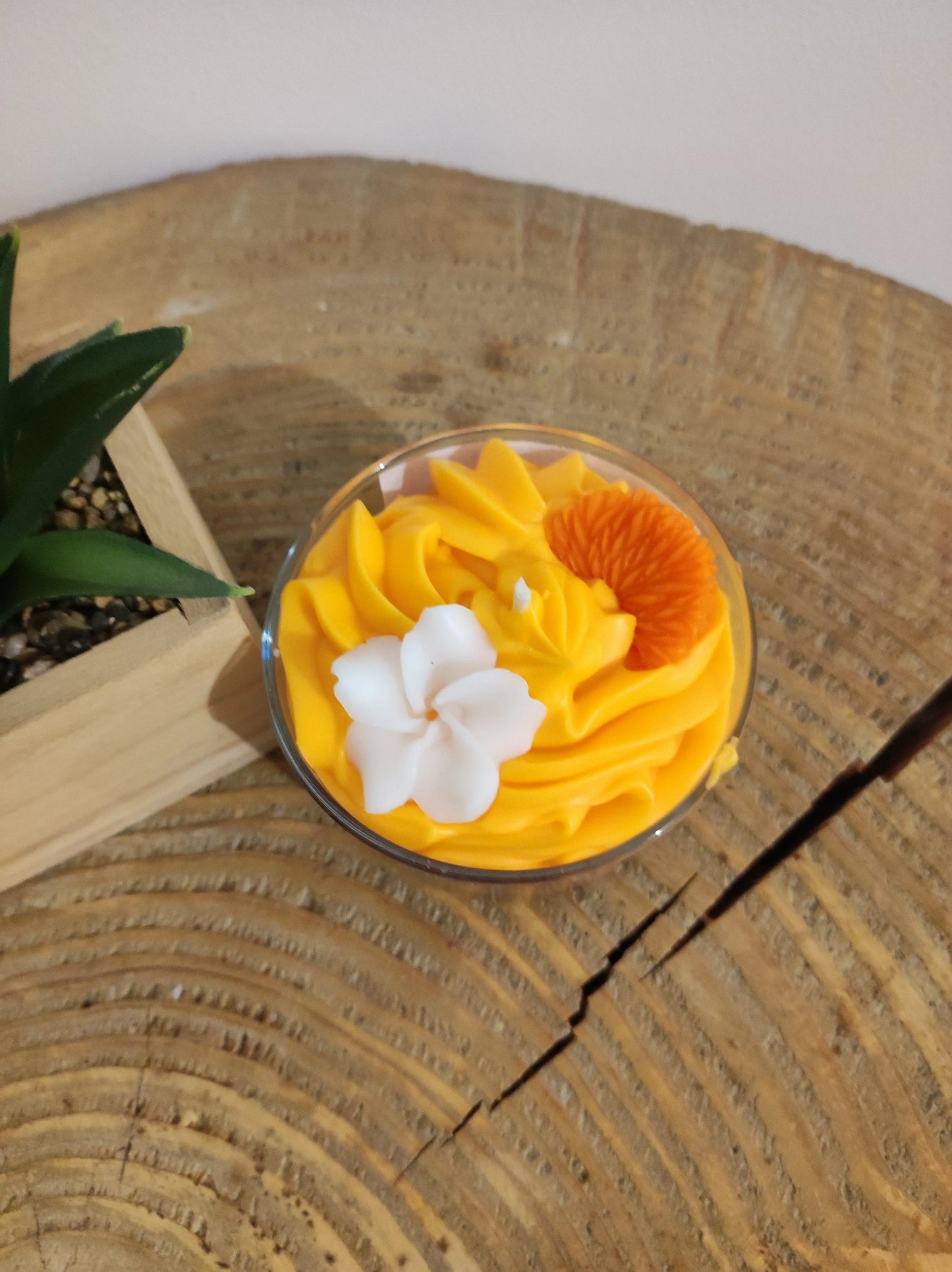 Bougie gourmande Clémentine Monoï-Cire Naturelle & Parfum de Grasse - Les Senteurs de Lilie