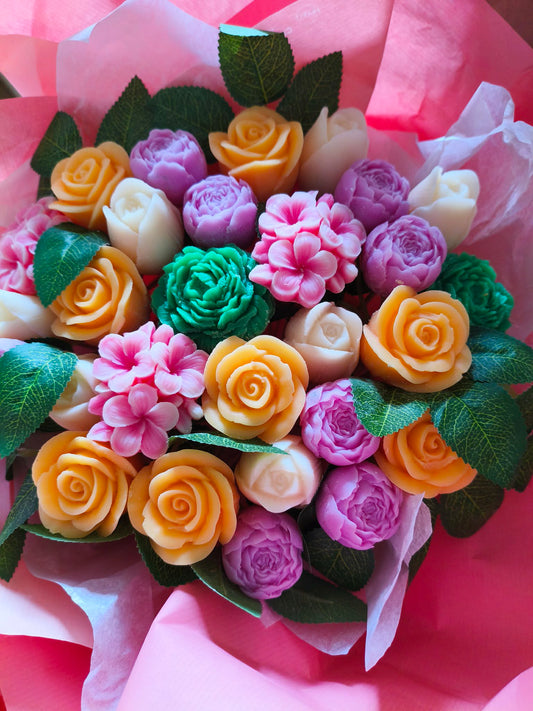 Bouquet de Fondants Parfumés Rose Vanillée – Cire Végétale & Parfums de Grasse – Cadeau Fête des Mères